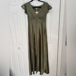 Old Navy Olive Maxi Dress with Polka Dots